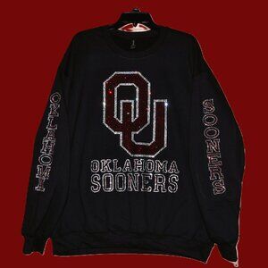 Oklahoma Sooners rhinestone sweatshirt design on sleeves S M L XL …